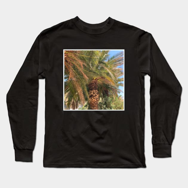 Pretty picture of a Palm Tree. Pretty Palm Trees Photography design with blue sky Long Sleeve T-Shirt by BoogieCreates